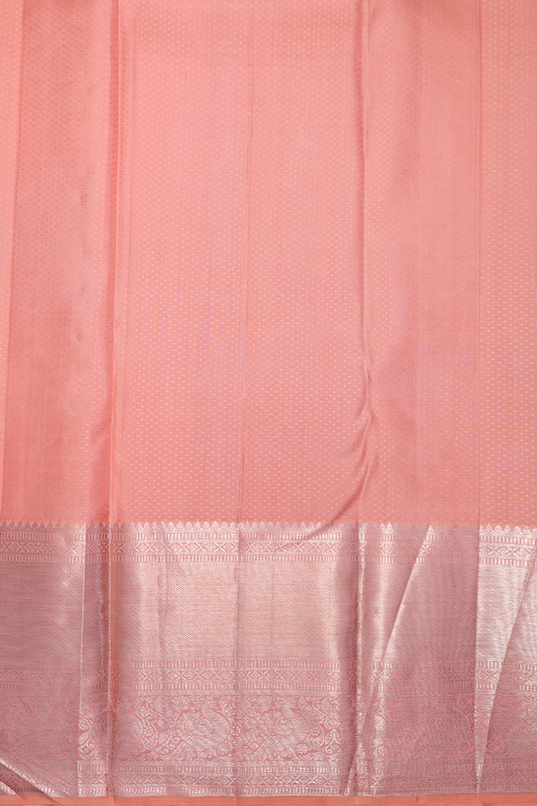 Kanchipuram Silk Saree In Peach With Brocade Design