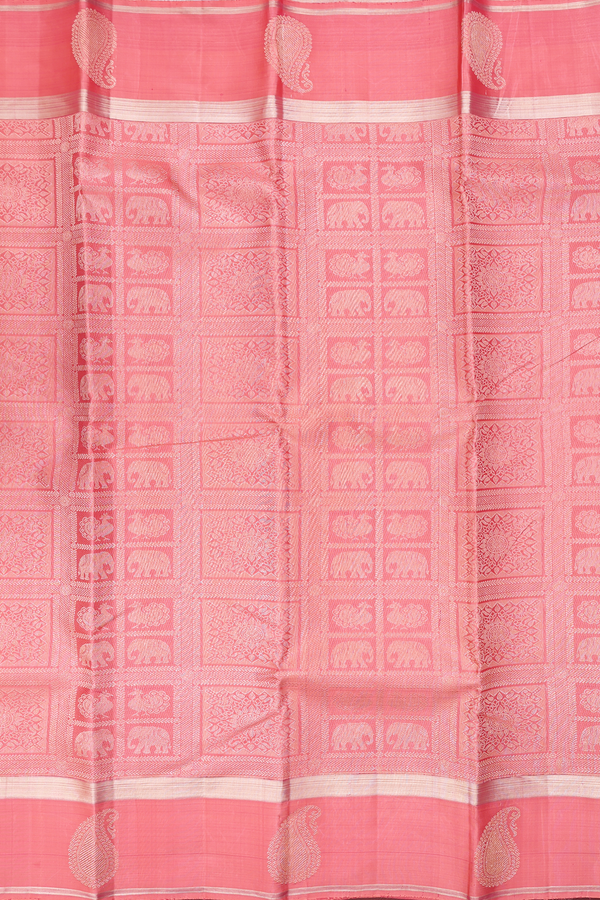 Kanchipuram Silk Saree In Peach With Brocade Design