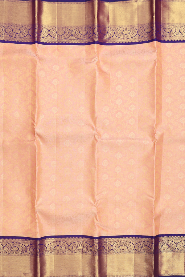 Kanchipuram Silk Saree In Peach With Brocade Design