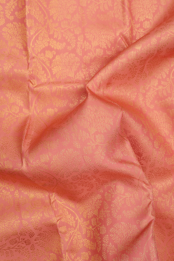 Kanchipuram Silk Saree In Peach With Brocade Design