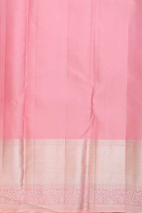 Kanchipuram Silk Saree In Peach With Floral Design