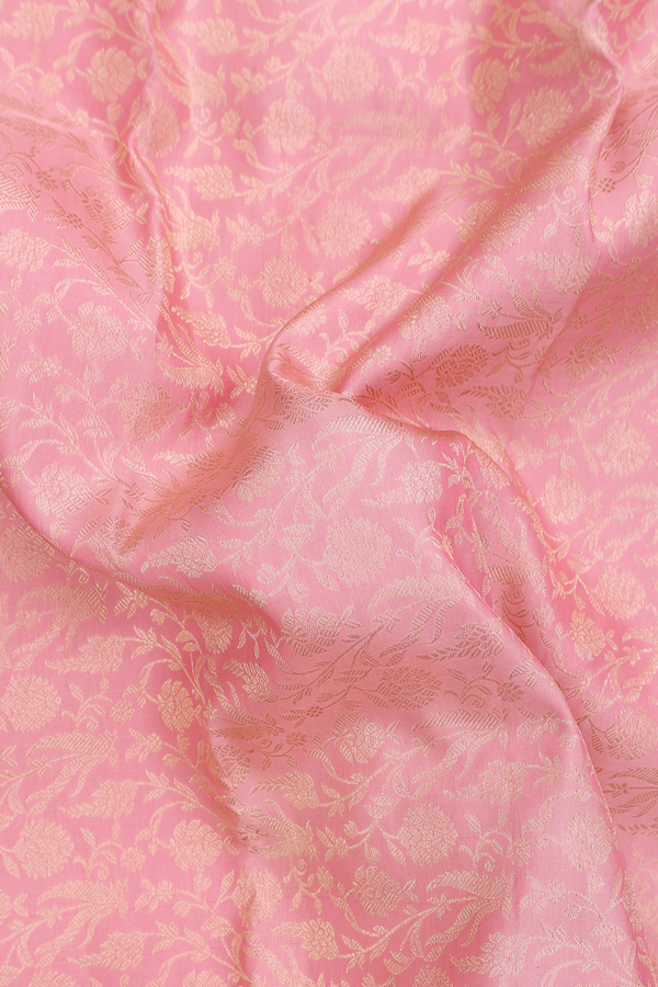 Kanchipuram Silk Saree In Peach With Floral Design