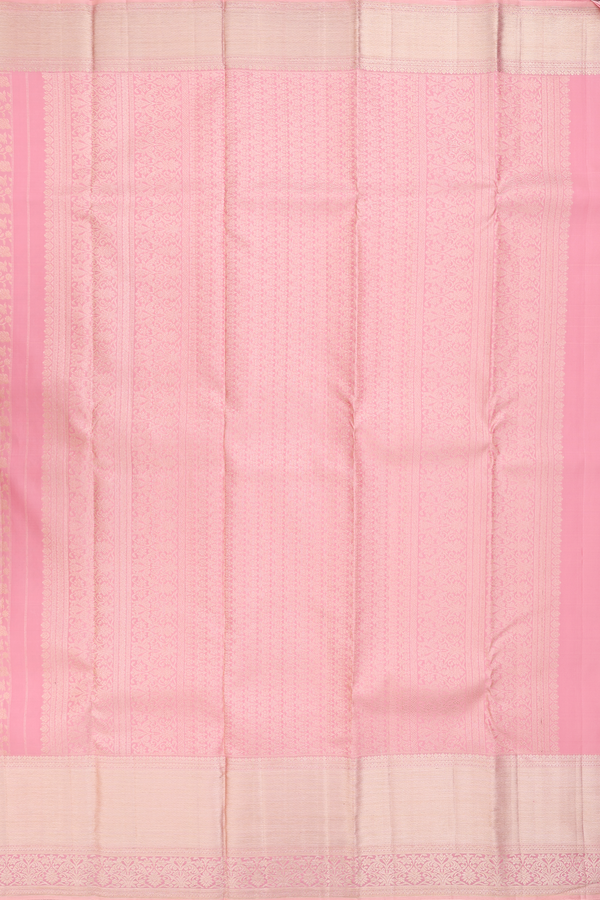Kanchipuram Silk Saree In Peach With Floral Design