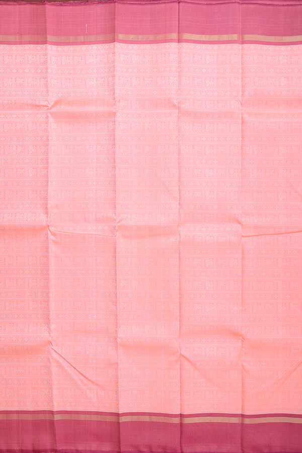 Kanchipuram Silk Saree In Peach With Jacquard Pattern