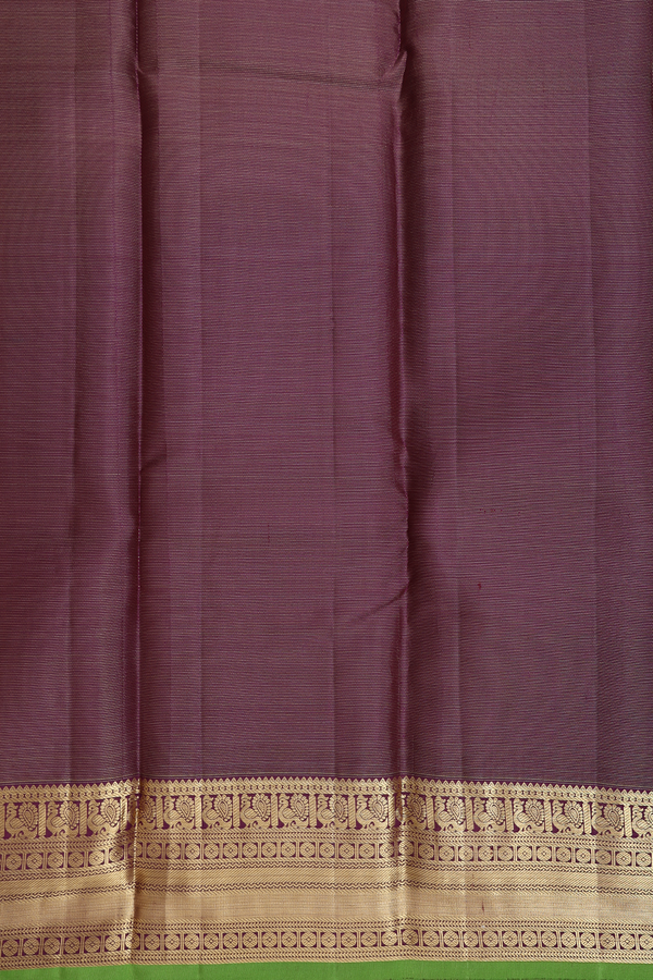 Kanchipuram Silk Saree In Peach With Stripes Design