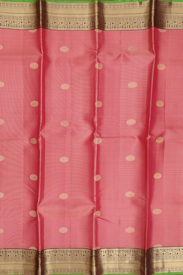 Kanchipuram Silk Saree In Peach With Stripes Design