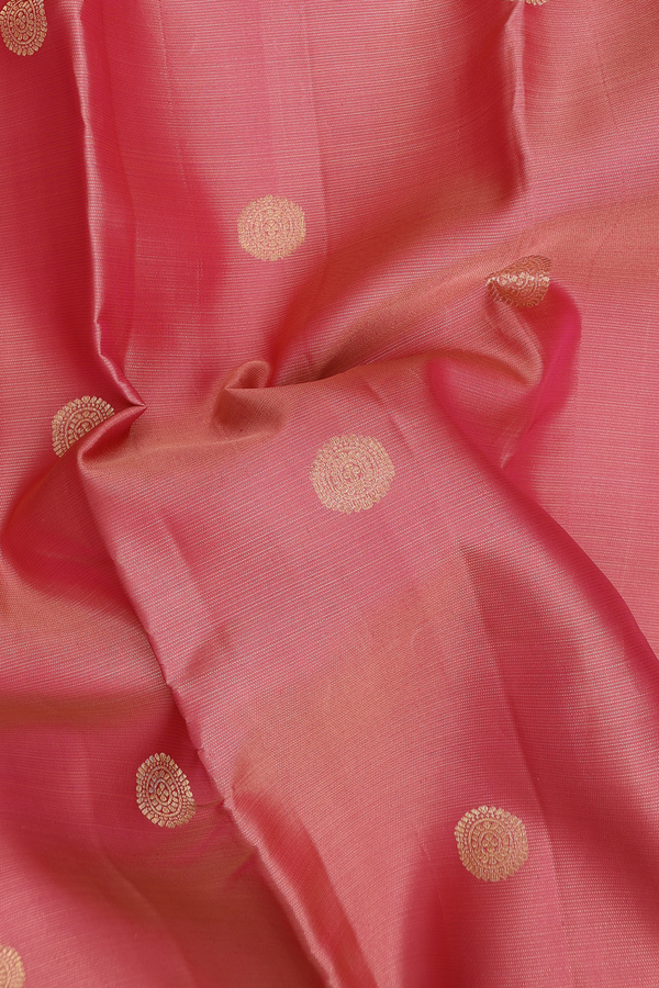 Kanchipuram Silk Saree In Peach With Stripes Design