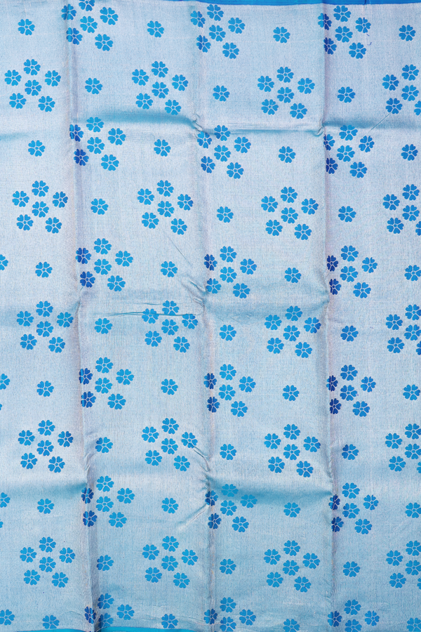 Kanchipuram Silk Saree In Peacock Blue With Brocade Design