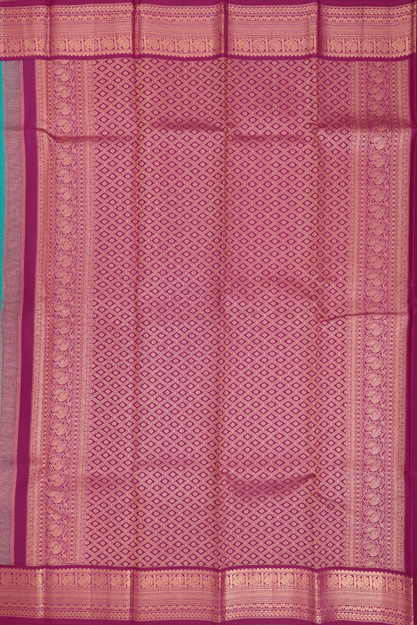 Kanchipuram Silk Saree In Peacock Blue With Iruthalai Pakshi
