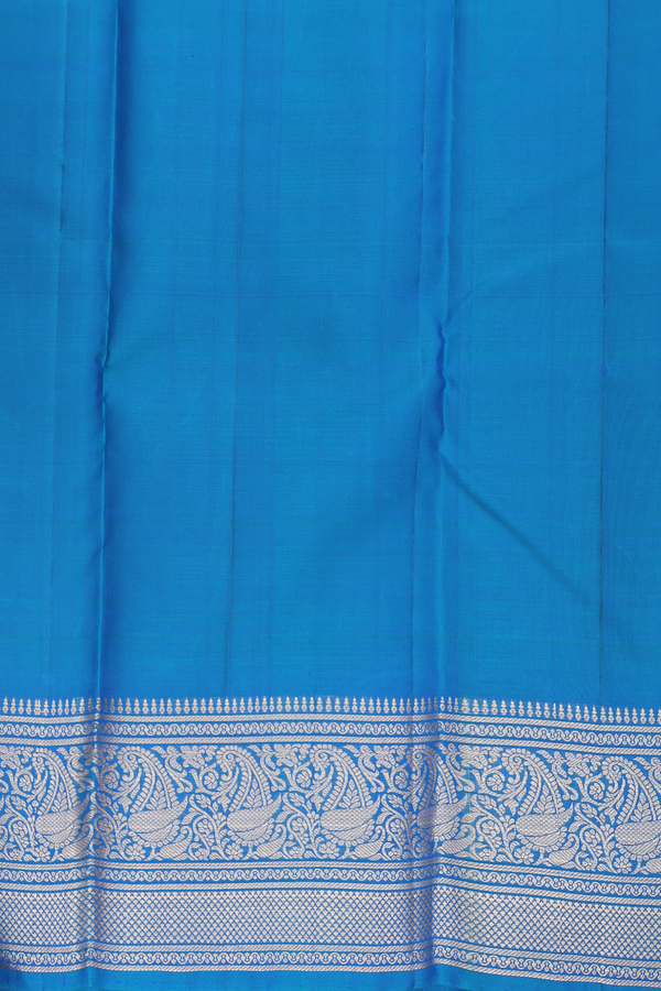 Kanchipuram Silk Saree In Peacock Blue With Zari Motifs