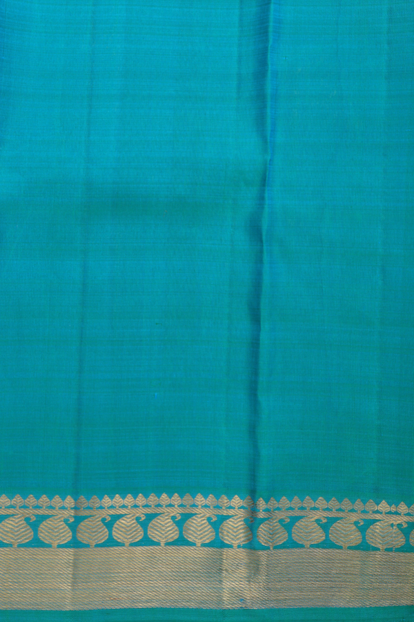 Kanchipuram Silk Saree In Peacock Green With Zari Buttas