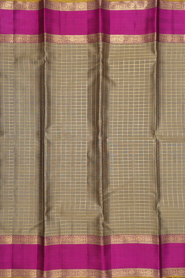 Kanchipuram Silk Saree In Peanut Brown With Checks Design