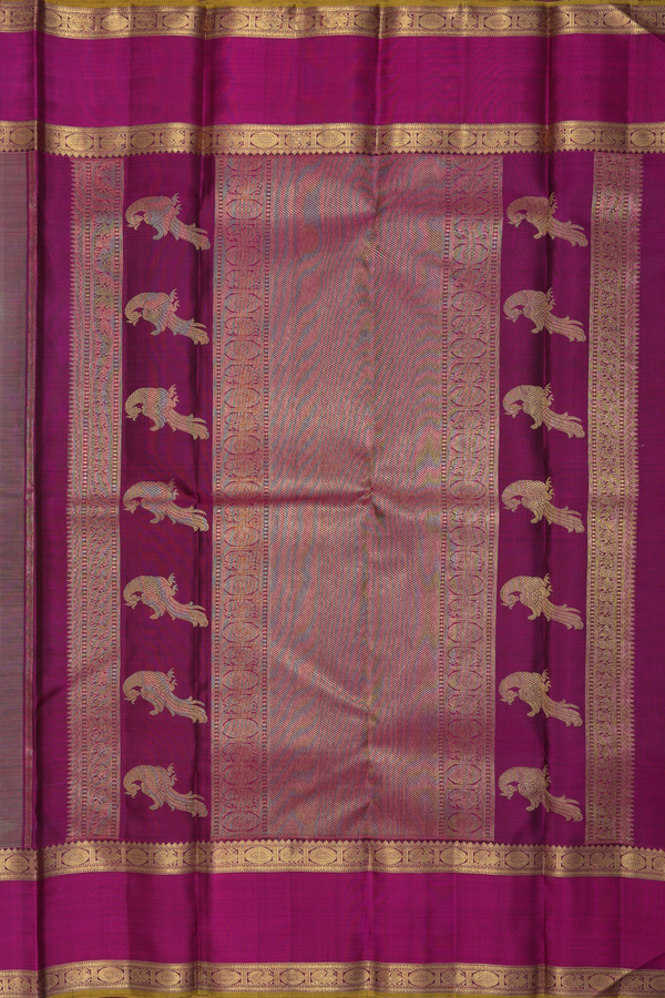 Kanchipuram Silk Saree In Peanut Brown With Checks Design