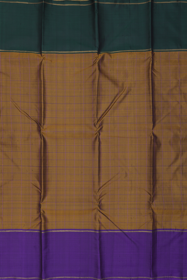 Kanchipuram Silk Saree In Peanut Brown With Checks Design