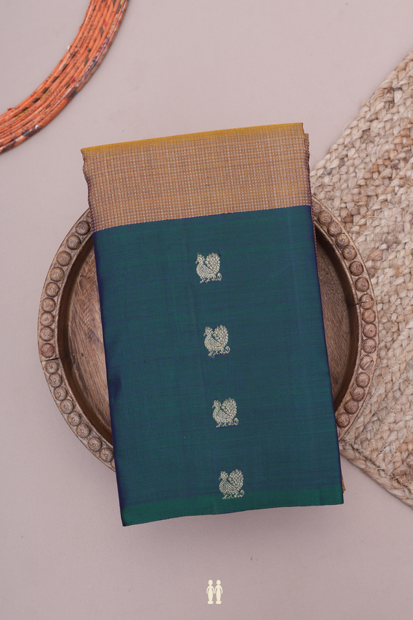 Kanchipuram Silk Saree In Peanut Brown With Stripes Design