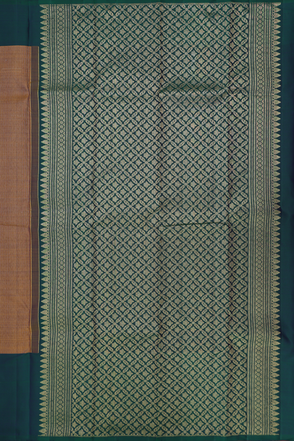 Kanchipuram Silk Saree In Peanut Brown With Stripes Design