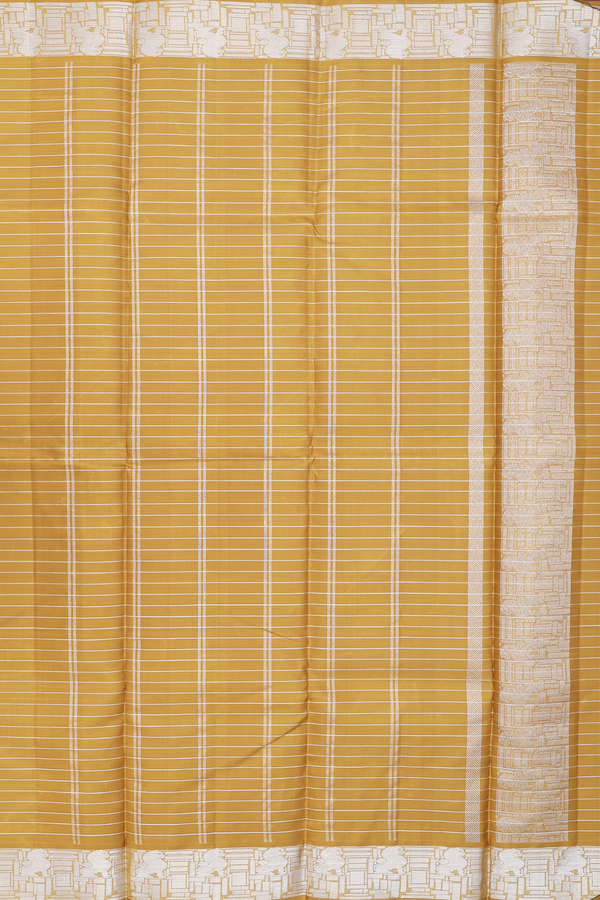 Kanchipuram Silk Saree In Peanut Brown With Stripes Design