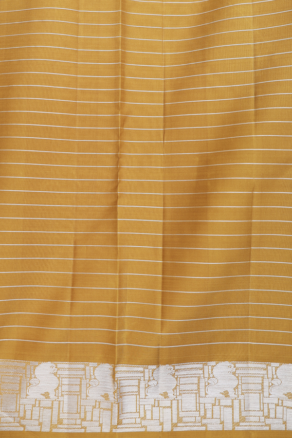 Kanchipuram Silk Saree In Peanut Brown With Stripes Design