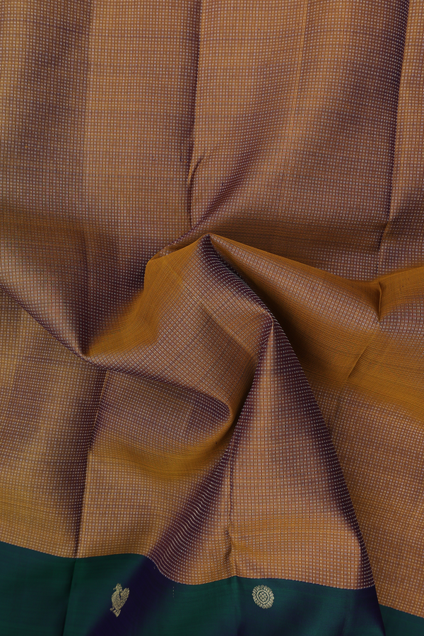 Kanchipuram Silk Saree In Peanut Brown With Stripes Design