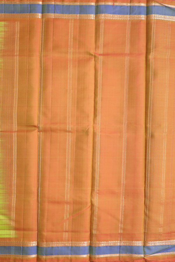 Kanchipuram Silk Saree In Lime Green With Checks Design
