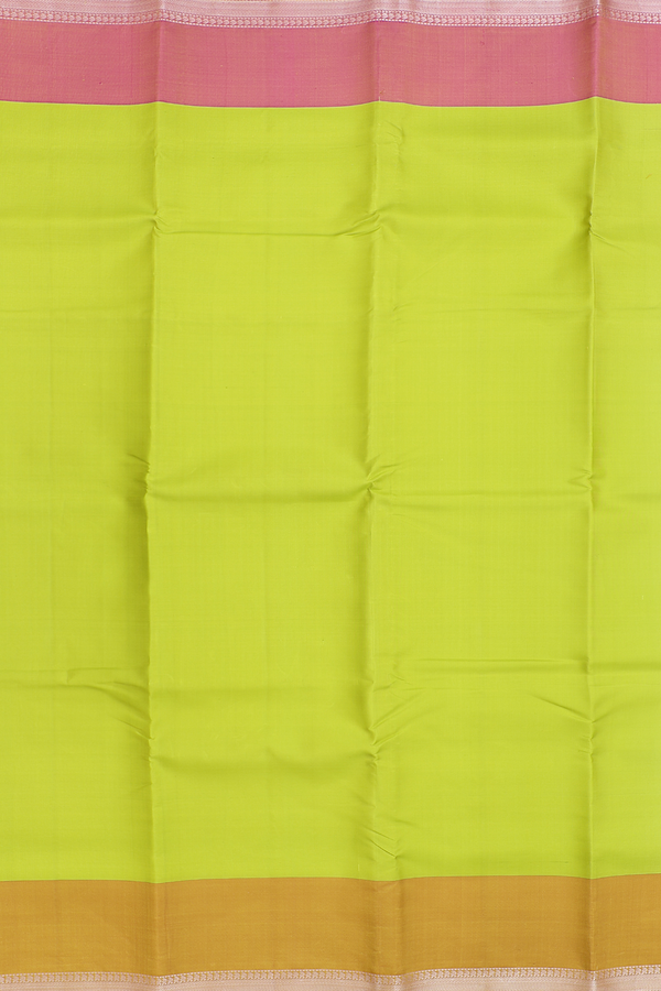 Kanchipuram Silk Saree In Pear Green With Contrast Border