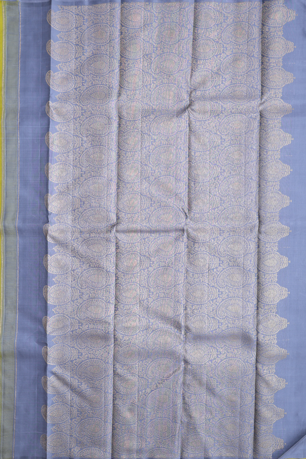 Kanchipuram Silk Saree In Pear Green With Floral Buttas