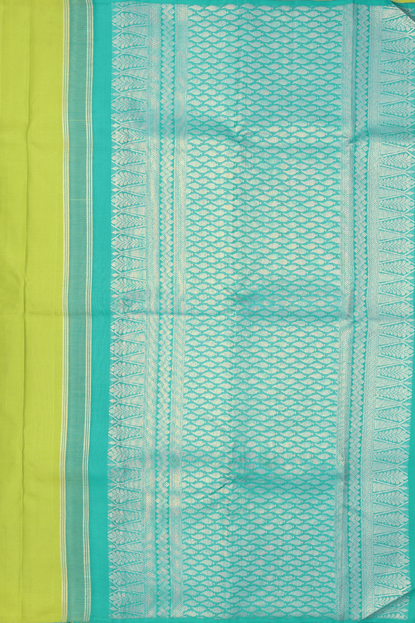 Kanchipuram Silk Saree In Pear Green With Floral Buttas