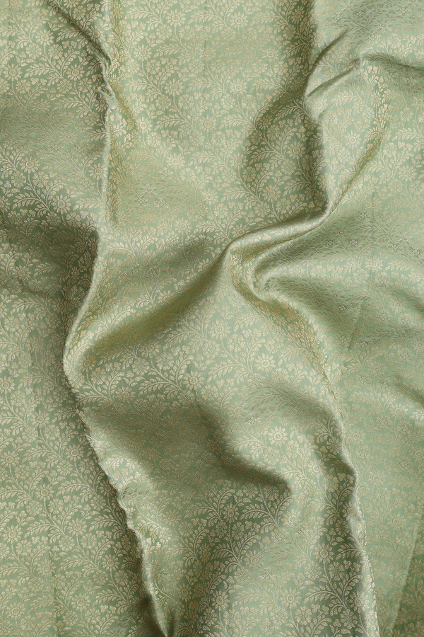 Kanchipuram Silk Saree In Pear Green With Floral Design