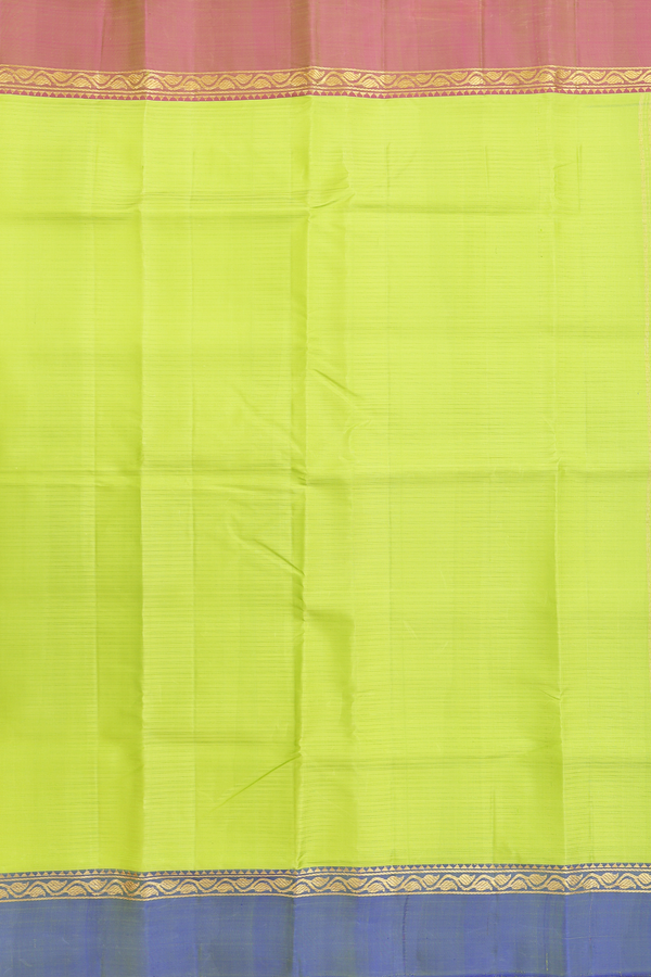Kanchipuram Silk Saree In Pear Green With Stripes Design