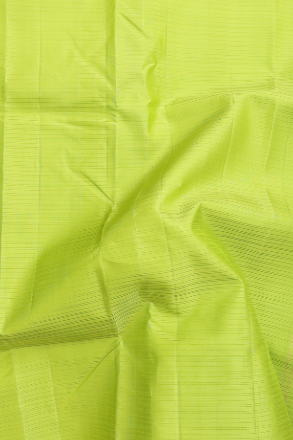 Kanchipuram Silk Saree In Pear Green With Stripes Design