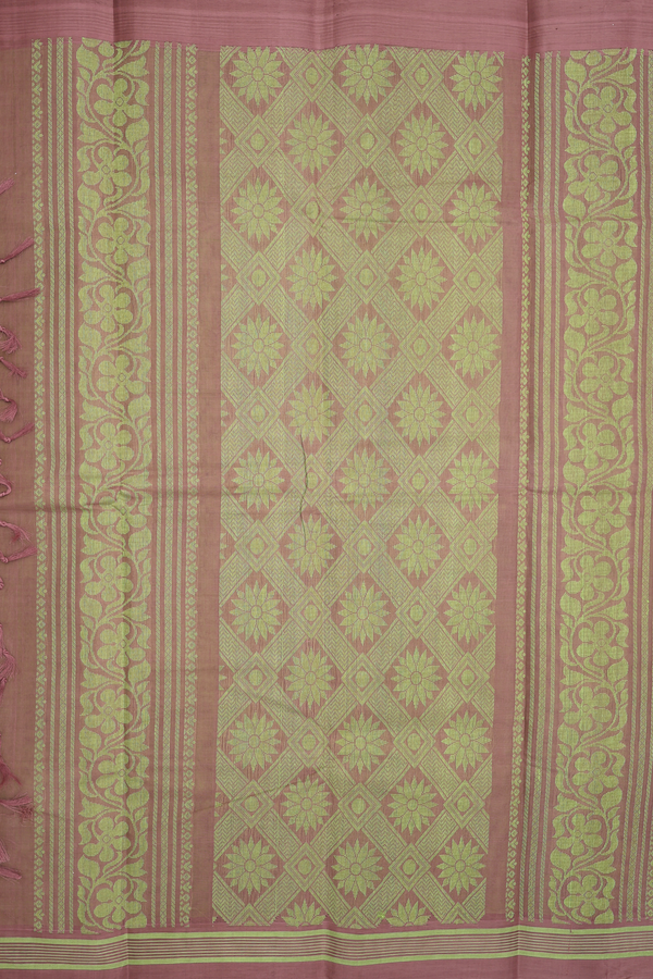 Kanchi Cotton Saree In Pear Green With Threadwork Design