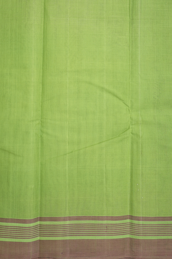 Kanchi Cotton Saree In Pear Green With Threadwork Design