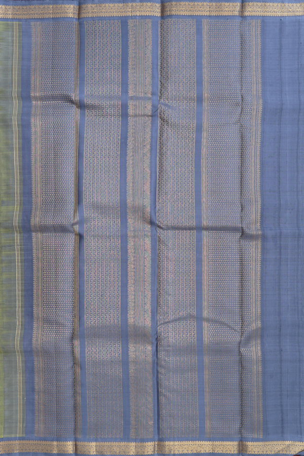 Kanchipuram Silk Saree In Pear Green With Zari Buttas