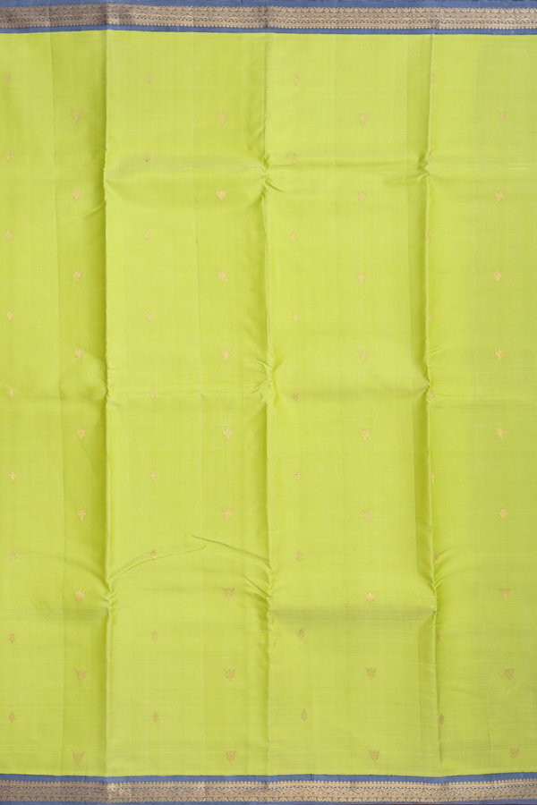Kanchipuram Silk Saree In Pear Green With Zari Buttas