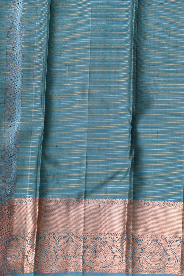 Kanchipuram Silk Saree In Pine Green Along Checks With Buttas