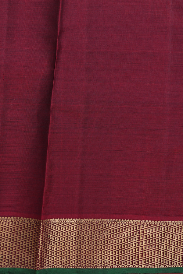 Kanchipuram Silk Saree In Pine Green With Peacock Buttas
