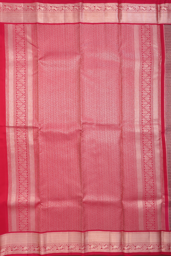 Kanchipuram Silk Saree In Pine Green With Zari Buttas