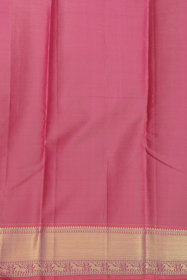Kanchipuram Silk Saree In Pink Along Stripes With Buttas