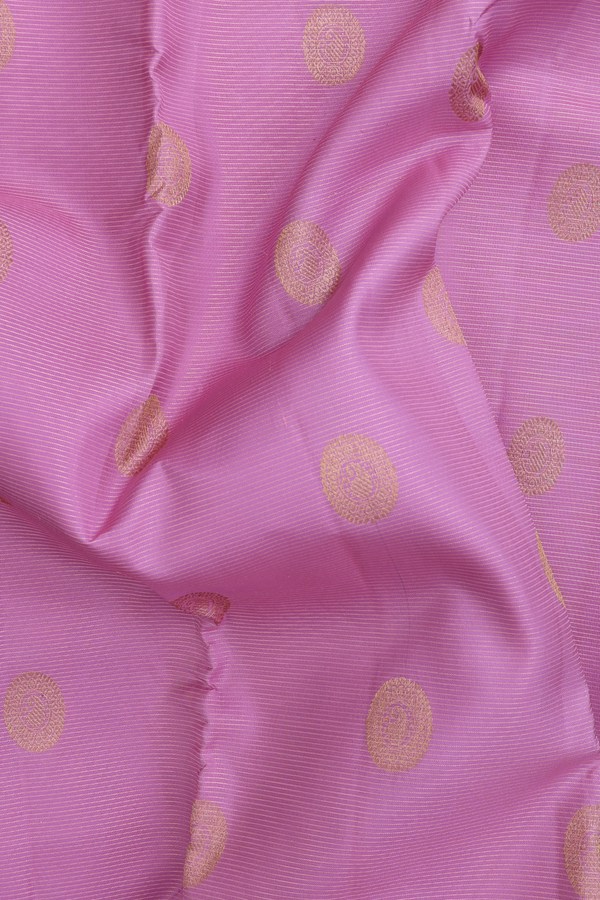 Kanchipuram Silk Saree In Pink Along Stripes With Buttas