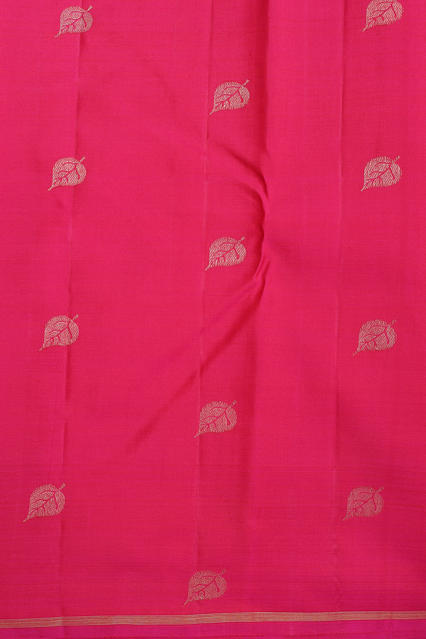 Kanchipuram Silk Saree In Pink And Orange With Half And Half