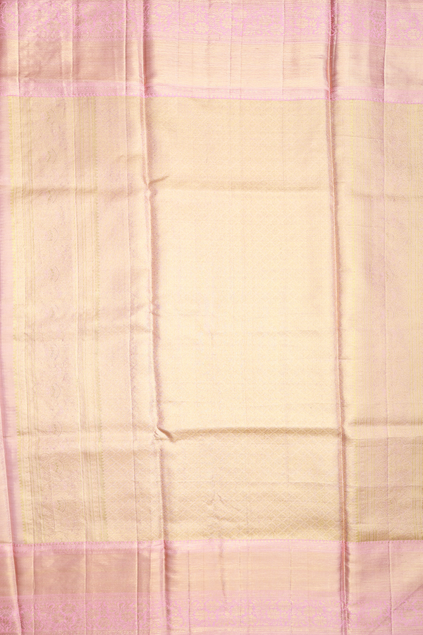 Kanchipuram Silk Saree In Pink Tissue With Floral Design
