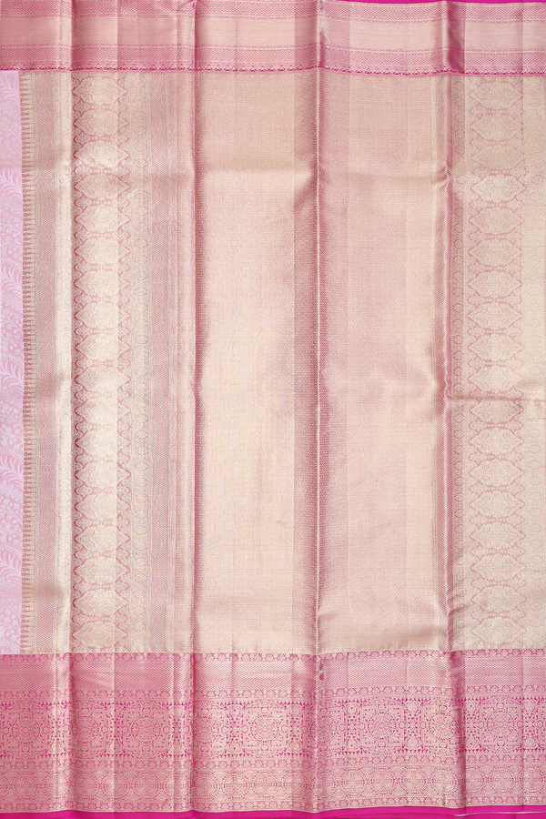 Kanchipuram Silk Saree In Pink Tissue With Floral Design