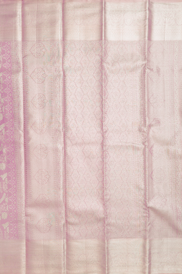 Kanchipuram Silk Saree In Pink Tissue With Floral Design