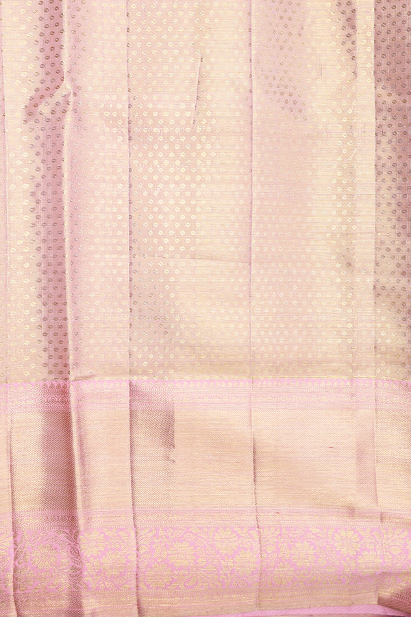 Kanchipuram Silk Saree In Pink Tissue With Floral Design