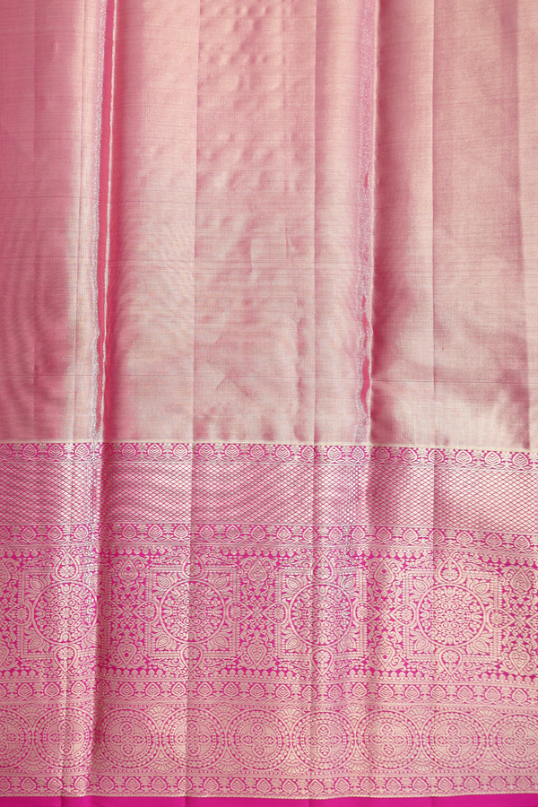 Kanchipuram Silk Saree In Pink Tissue With Floral Design