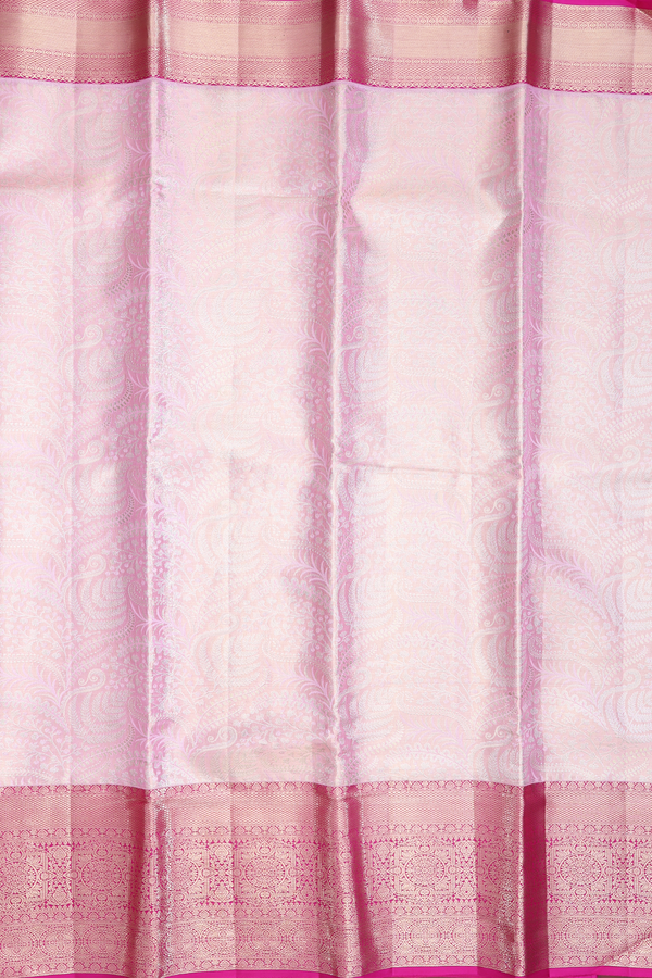 Kanchipuram Silk Saree In Pink Tissue With Floral Design