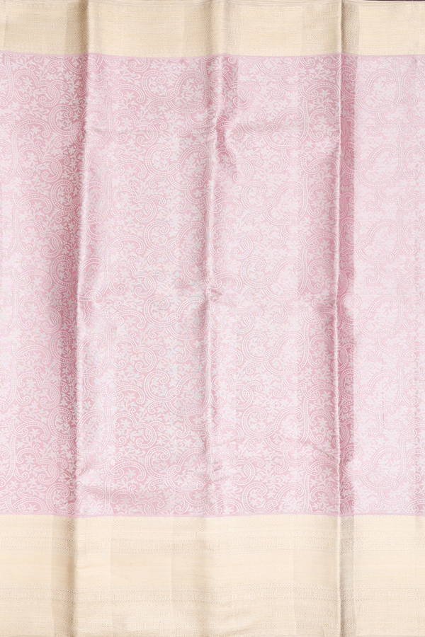 Kanchipuram Silk Saree In Pink Tissue With Floral Design
