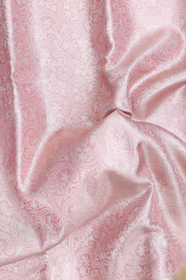 Kanchipuram Silk Saree In Pink Tissue With Floral Design