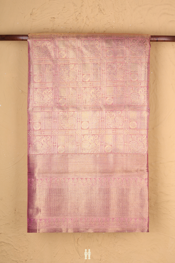 Kanchipuram Silk Saree In Pink Tissue With Peacock Design