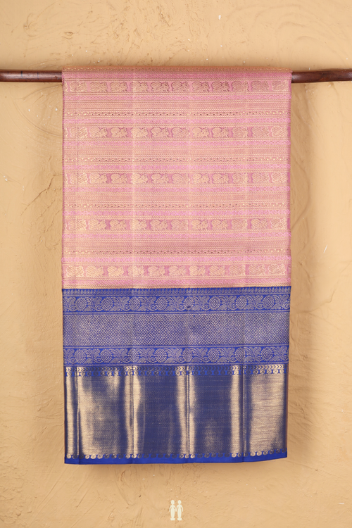 Kanchipuram Silk Saree In Pink Tissue With Peacock Design